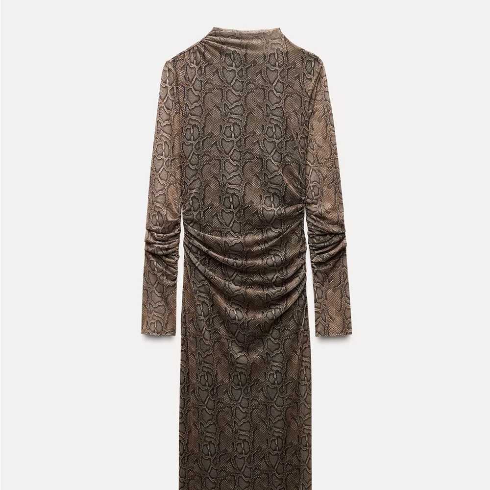 Zara snakeskin midi mesh Dress